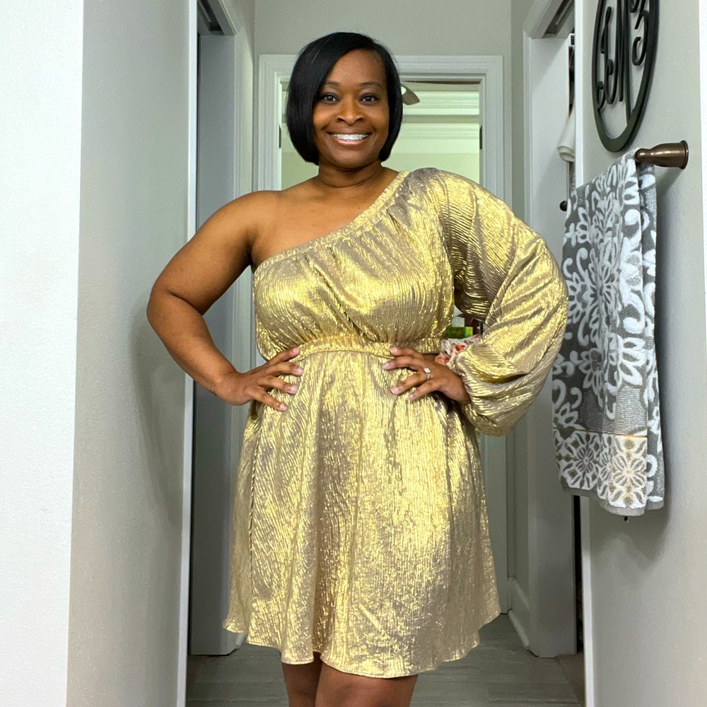 One sleeve gold dress - NWT